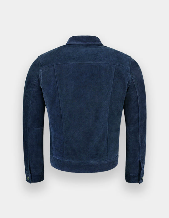 Men's Blue Suede Leather Shirt - Handmade Sheepskin Jacket Shirt, Trucker Suede Jacket
Item specifics